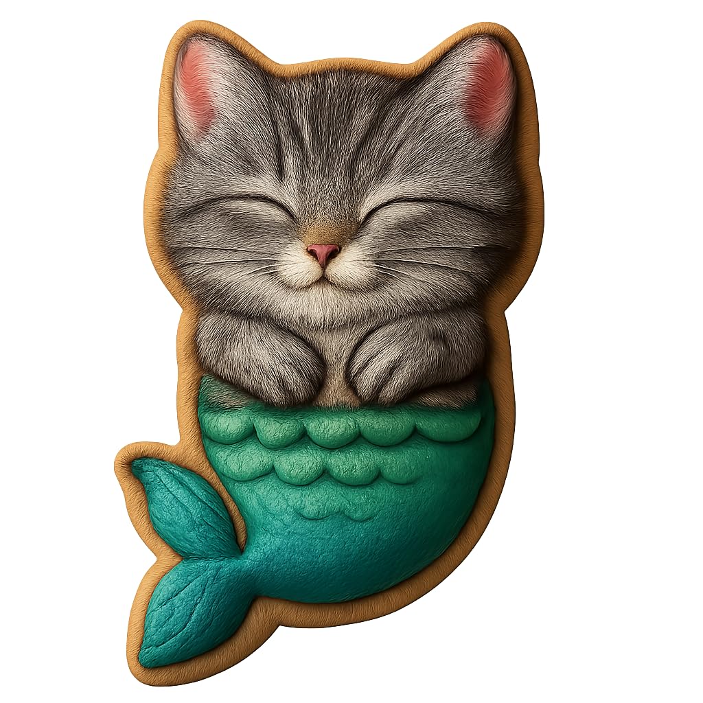 Mermaid Kitten Cookie Cutter - 4x2.5" Fun Creative Baking Design