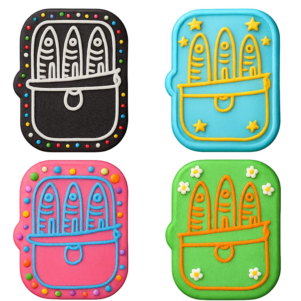 Mighty Gadget Sardine Can Cookie Cutter & Stamp - 4x2.9" Quirky Design for Nautical Baking (Random Color)