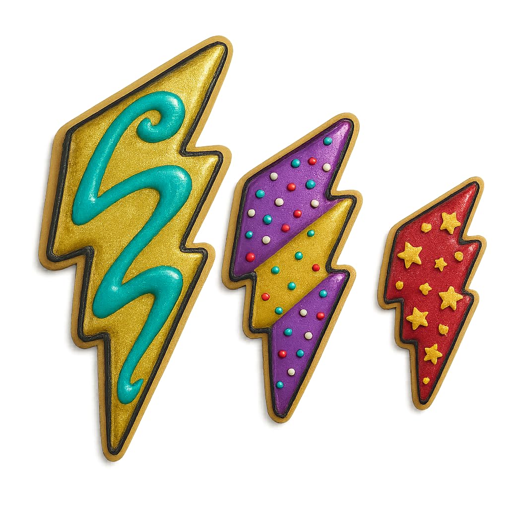 Mighty Gadget Lightning Bolt Cookie Cutter Set - 3 Sizes (4.5", 3.5", 2.5") - Thunderbolt Shape, Baking & Crafting