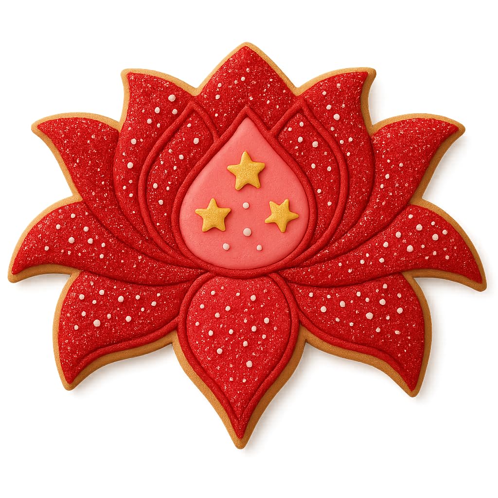 Detailed Lotus Blossom Cookie Cutter & Stamp - 4x3", Floral-Themed Baking & Fondant Tool