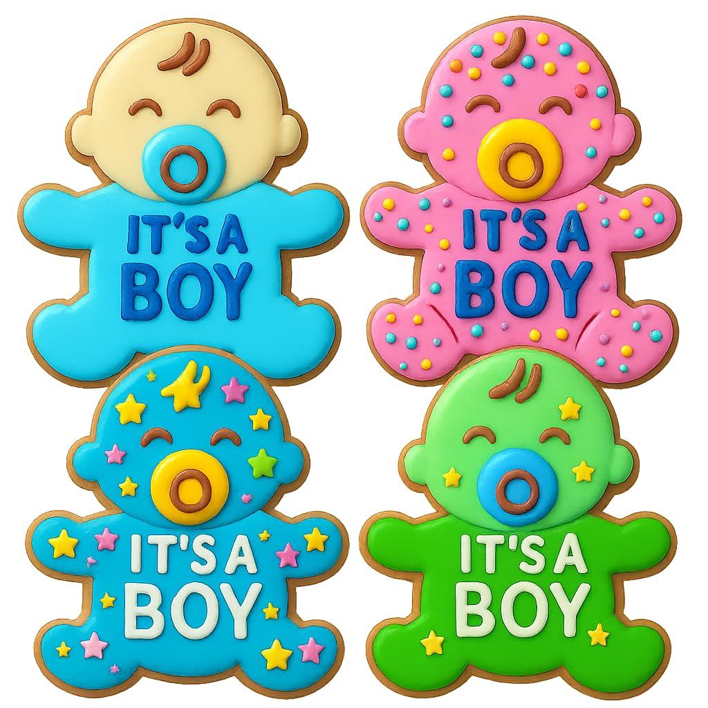 Mighty Gadget It's a Boy Baby Cookie Cutter & Stamp - 4x3" Adorable Shape for Baby Showers (Random Color)