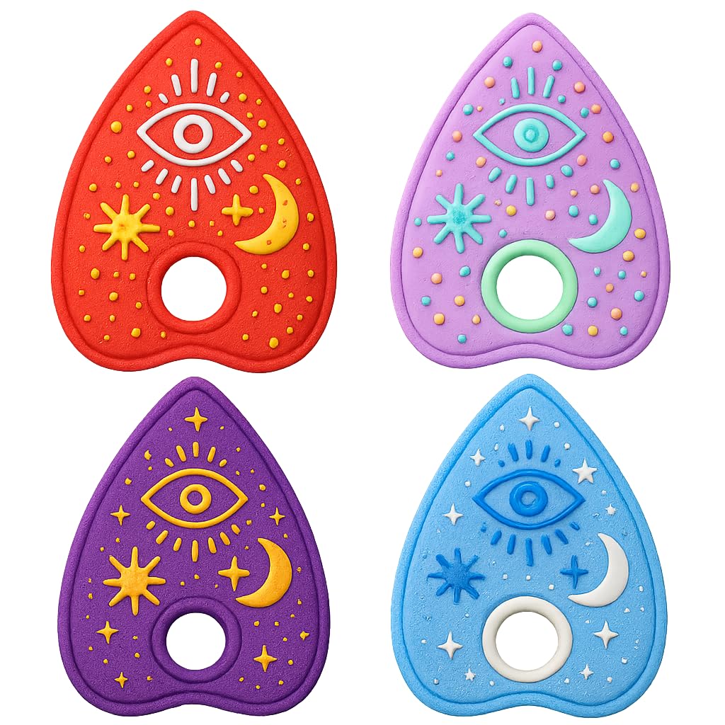 Mighty Gadget Planchette with Evil Eye Cookie Cutter & Stamp - 4x2.5" Mysterious Design for Occult Baking (Random Color)
