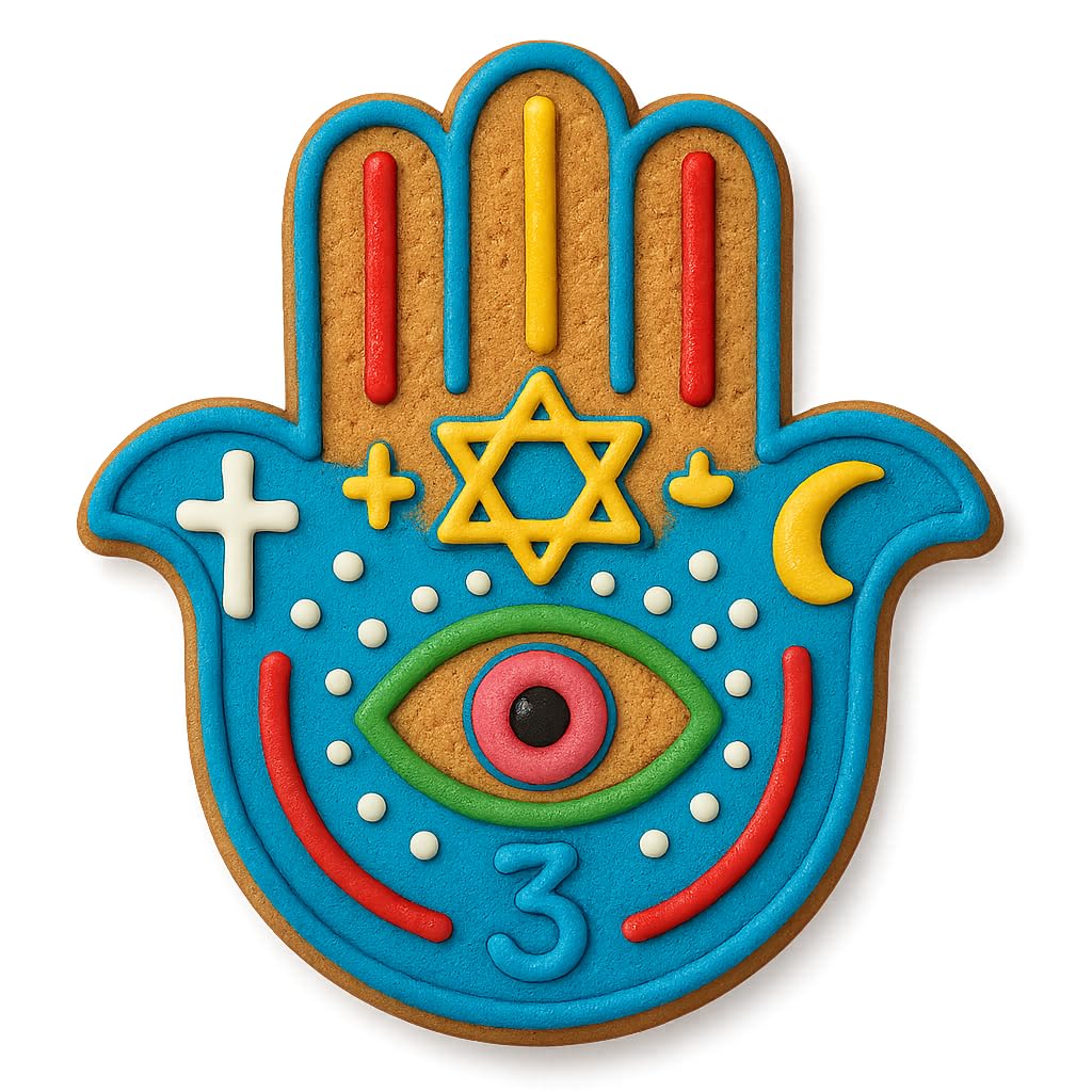Protective Hamsa Hand Cookie Cutter & Stamp - 4x3.49", Symbol of Luck & Good Fortune (Random Color)