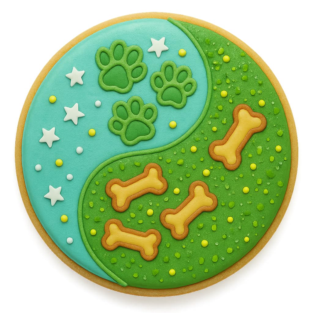 Dog Paw & Bone Yin Yang Cookie Cutter - 4x4 Inches, Fun Pet-Themed Baking Tool