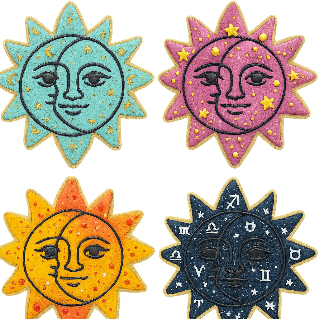 Mighty Gadget Celestial Sun and Moon Cookie Cutter & Stamp - 4x4" Heavenly Design for Lunar Celebrations (Random Color)