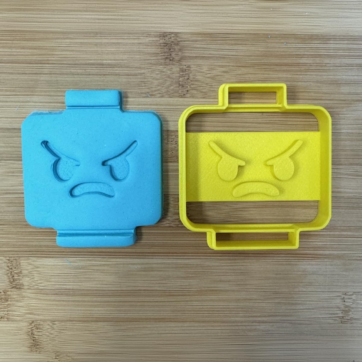 Detailed Toy Block Head Cookie Cutter (Angry Face) - 3.5x3.3"