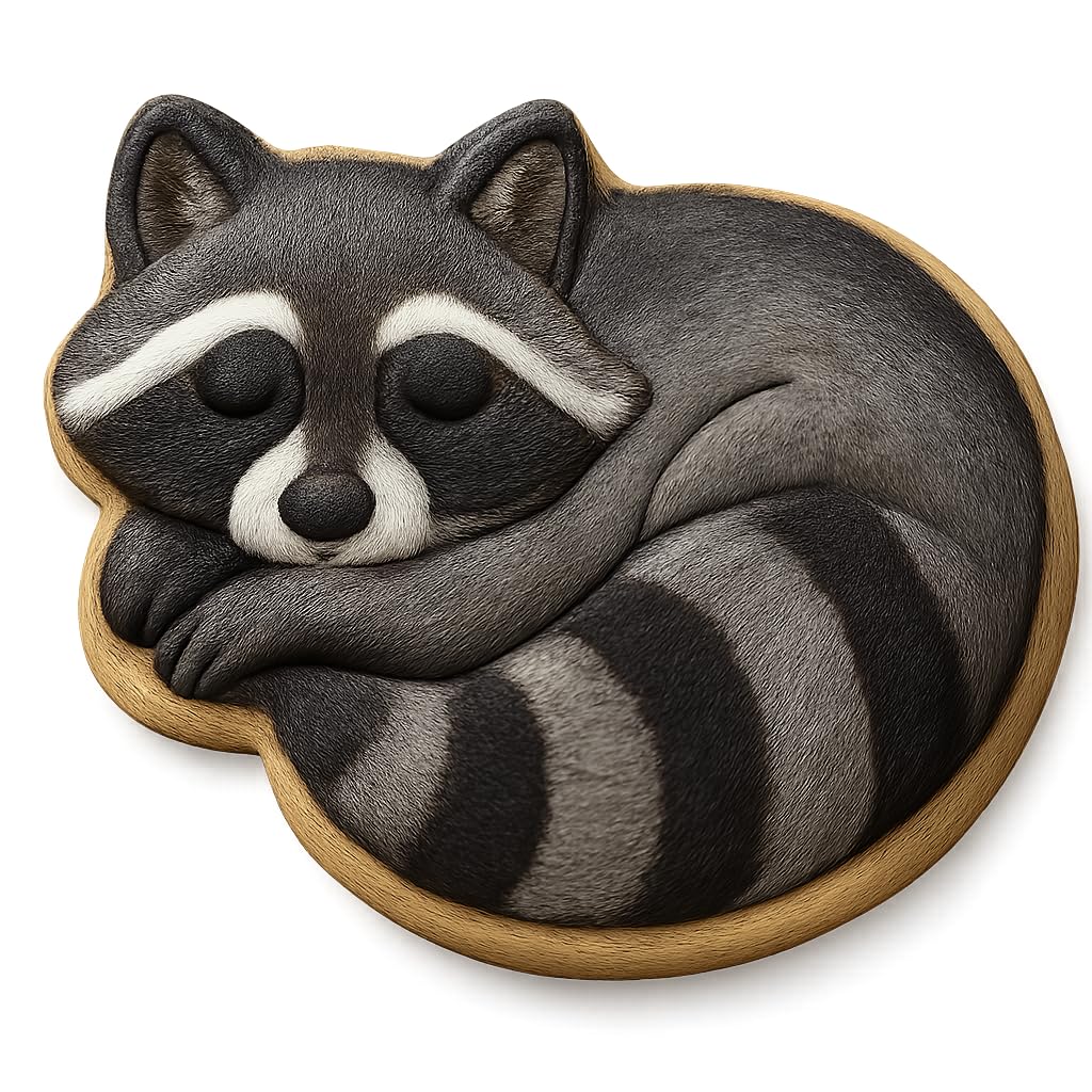Resting Raccoon Cookie Cutter 345 Style - 4x3.3" Fun Kitchen Baking Tool