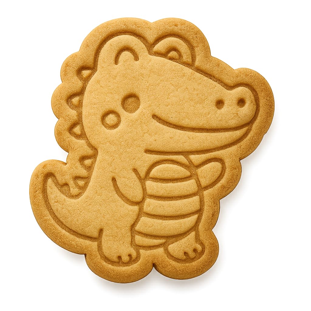 Kawaii Crocodile Cookie Cutter - 4x3.66" Fun Kids Baking Design