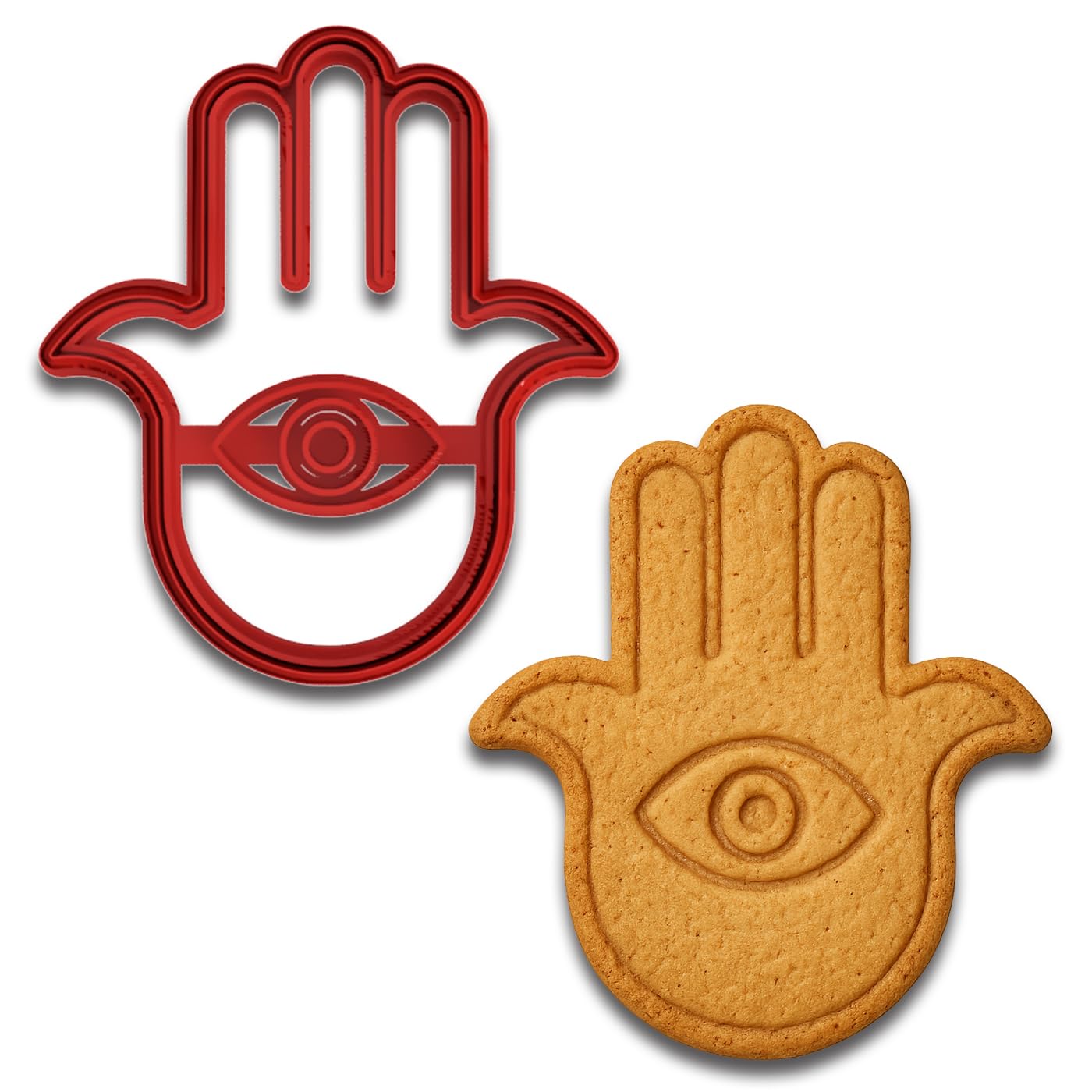 Protective Hamsa Hand Cookie Cutter & Stamp - 4x3.49", Symbol of Luck & Good Fortune (Random Color)