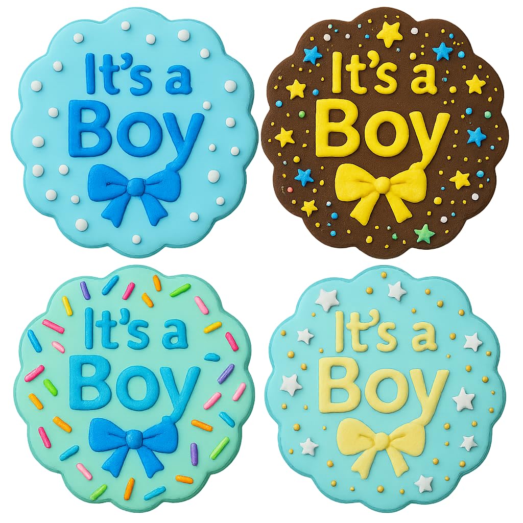 Mighty Gadget It's a Boy with Bow Cookie Cutter & Stamp - 4x4" Sweet Celebration for Baby Showers (Random Color)