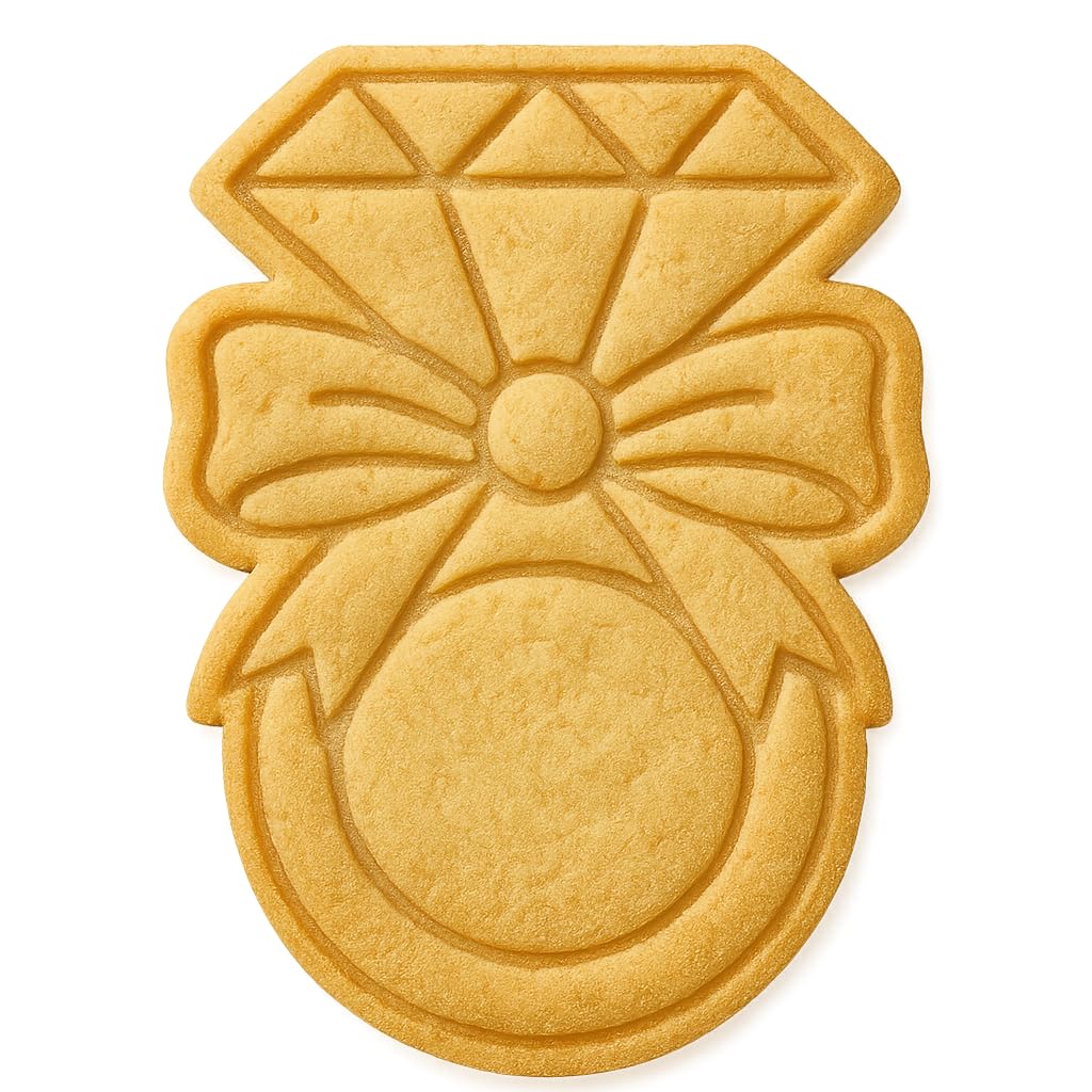 Elegant Diamond Ring with Ribbon Cookie Cutter - 4x3" Wedding Baking Fun
