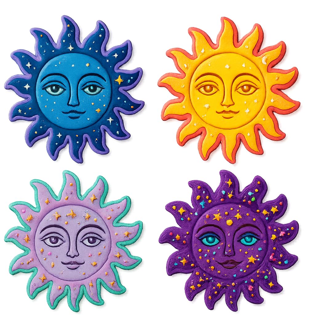 Mighty Gadget Celestial Sun Face Cookie Cutter & Stamp - 4x4" Radiant Design for Cosmic Baking (Random Color)