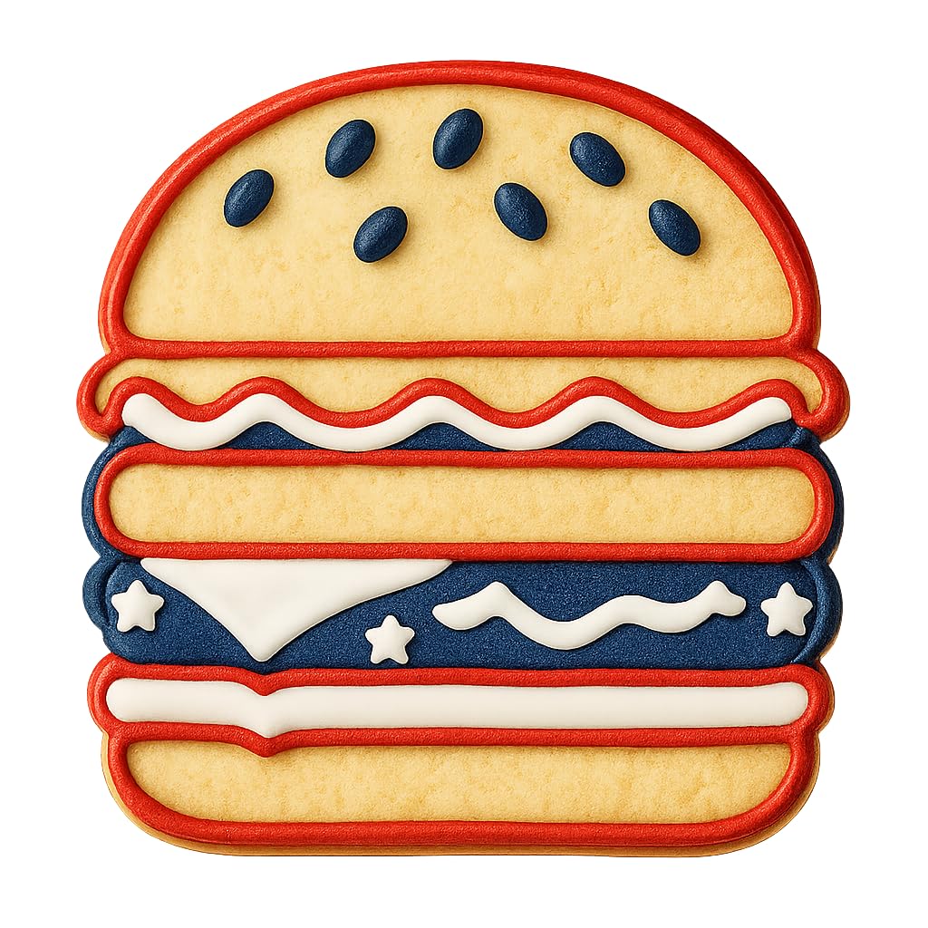 Mighty Gadget Hamburger Cookie Cutter & Stamp - 4x3.79" Burger Lovers Baking Tool (Random Color)