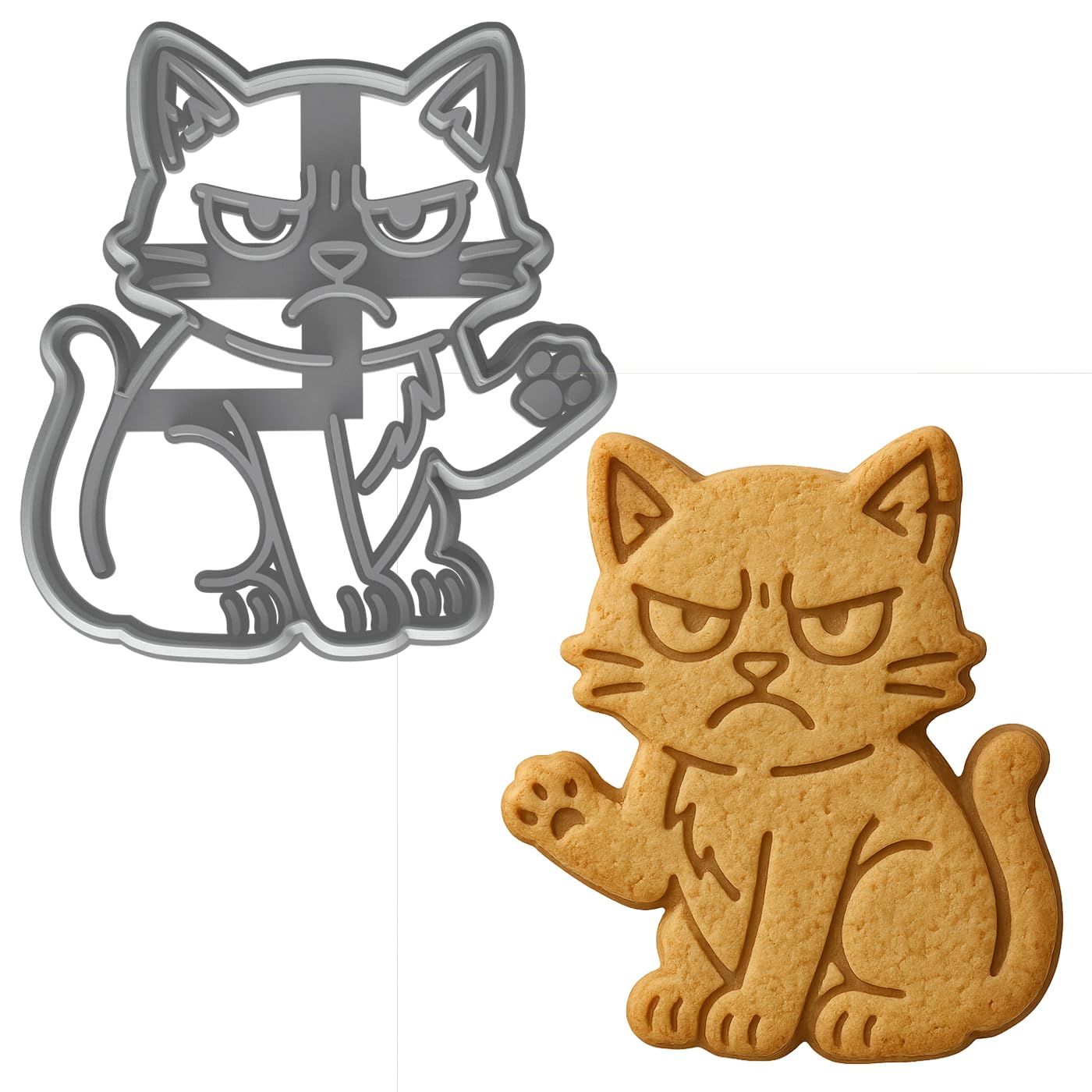 Mighty Gadget Street Cat Cookie Cutter & Stamp - 4x3.69" "Fun Shape" for Kids Baking (Random Color)