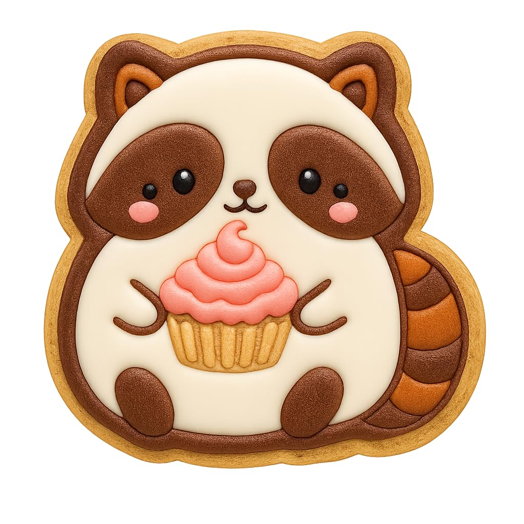 Kawaii Raccoon Cupcake Cookie Cutter - 4x3.8" Fun Kids Party Baking