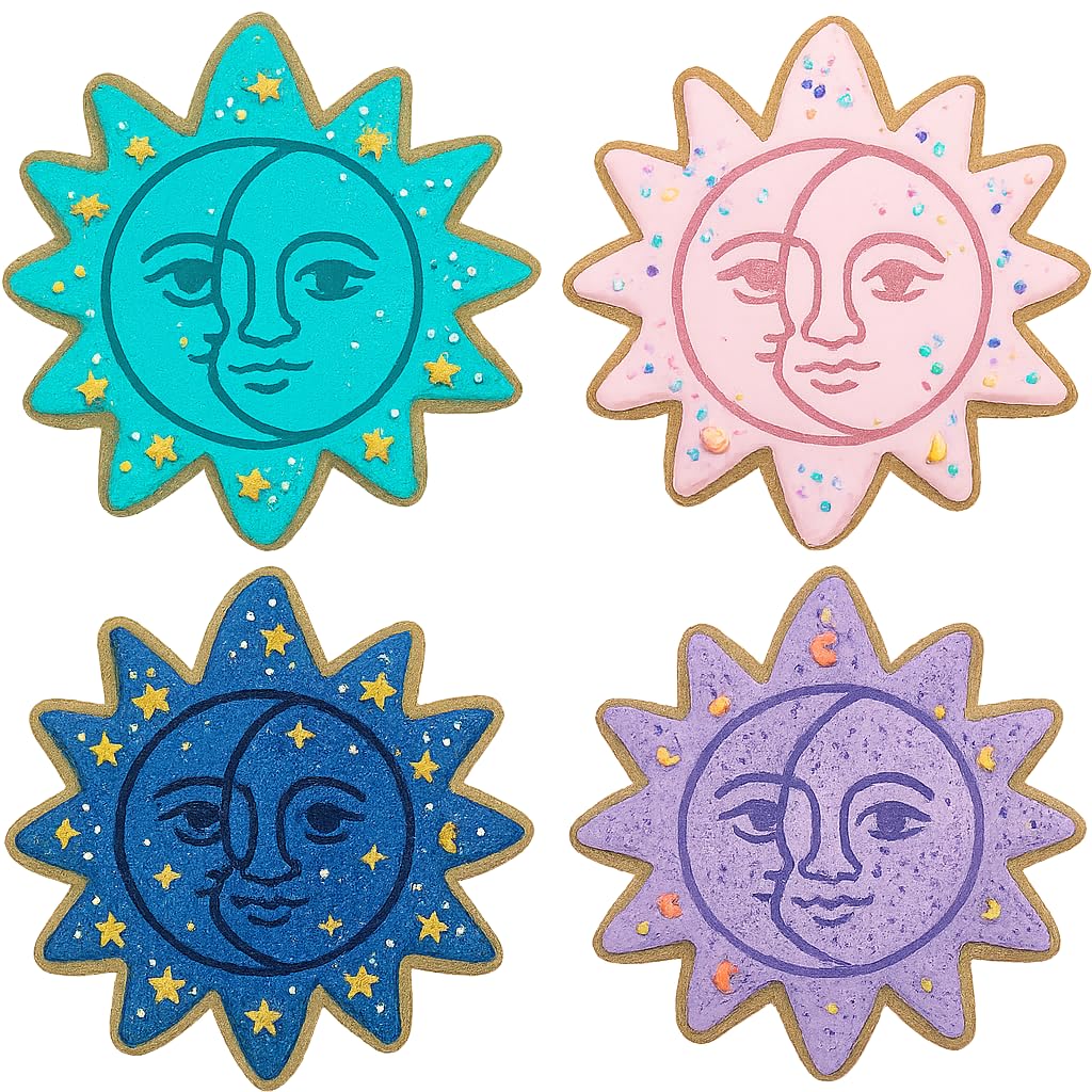 Mighty Gadget Celestial Sun and Moon Cookie Cutter & Stamp - 4x4" Heavenly Design for Lunar Celebrations (Random Color)