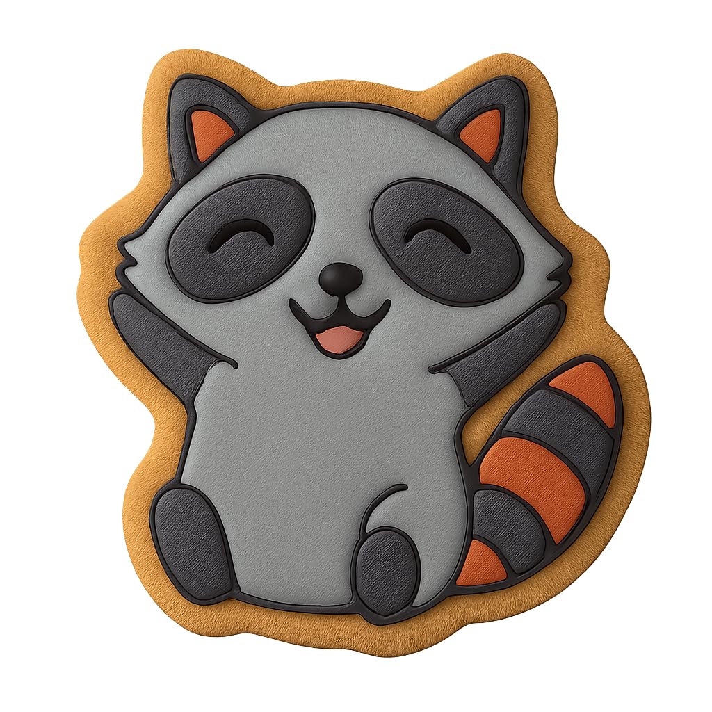 Joyful Raccoon Cookie Cutter - 4x3.5" Fun Kitchen Baking Design
