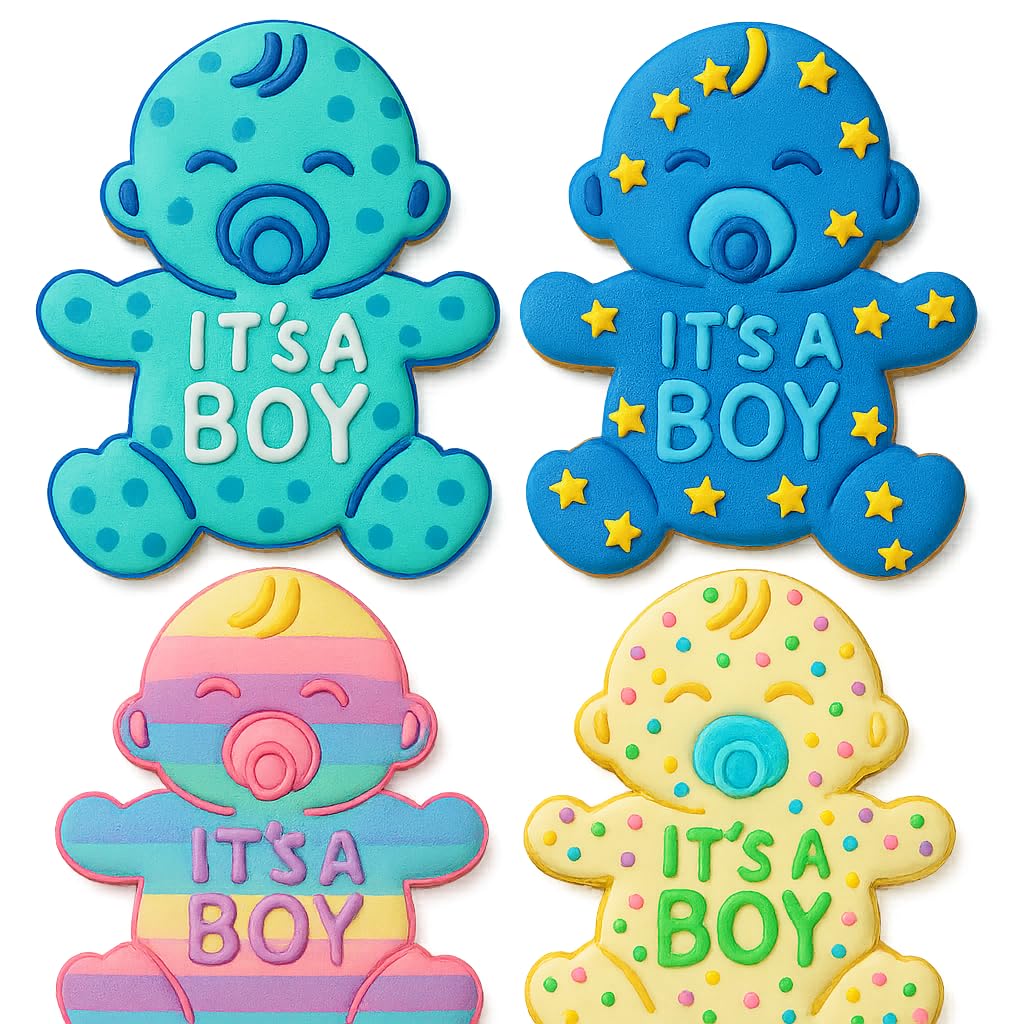 Mighty Gadget It's a Boy Baby Cookie Cutter & Stamp - 4x3" Adorable Shape for Baby Showers (Random Color)