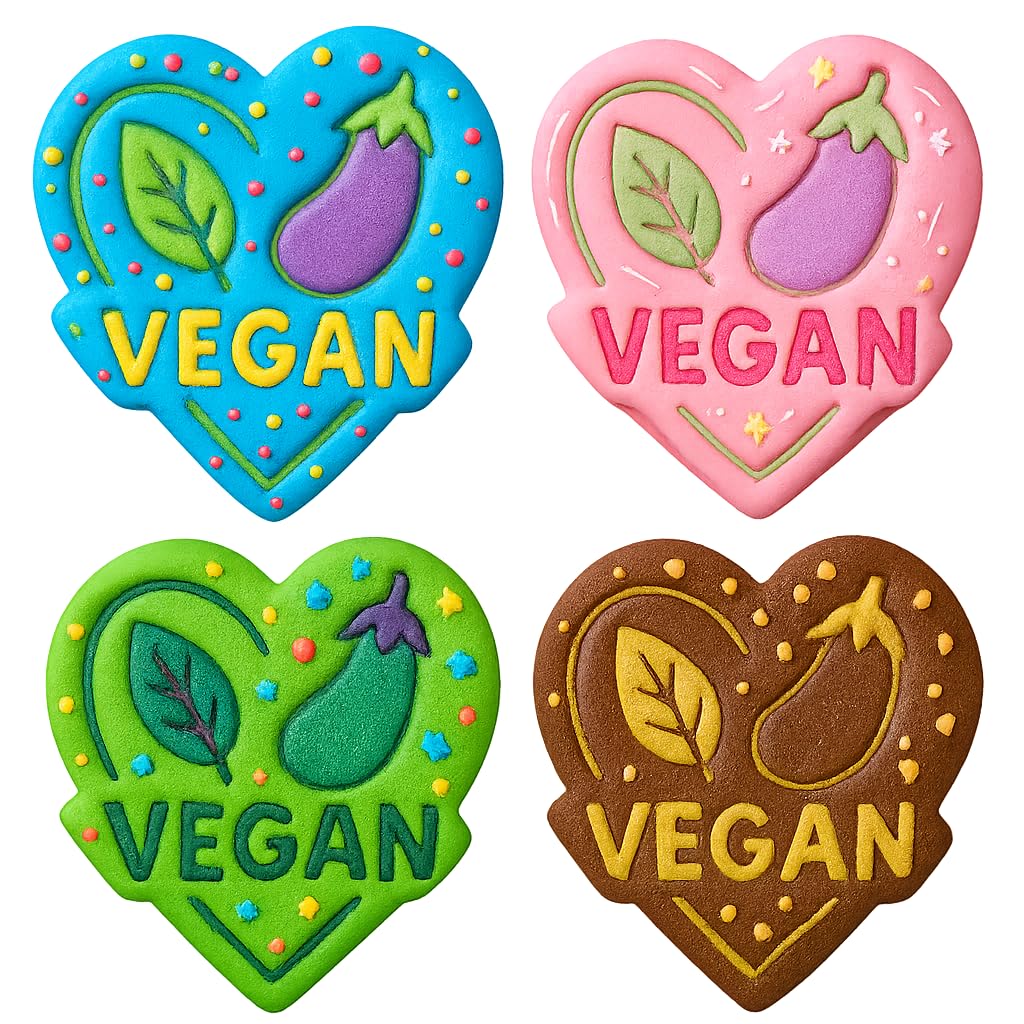 Mighty Gadget Leaf and Eggplant Heart Cookie Cutter & Stamp - 4x3.76" Unique Shape for Vegan Events (Random Color)
