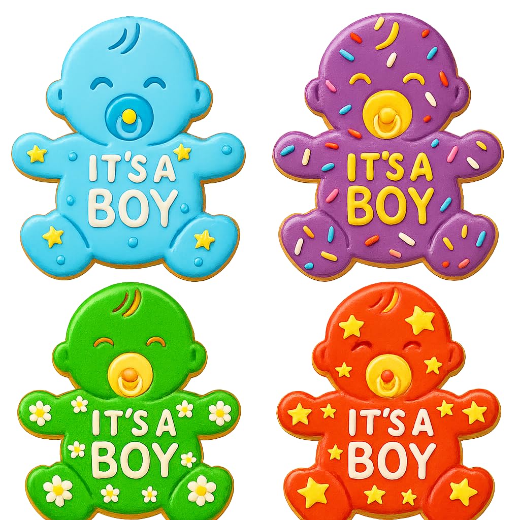 Mighty Gadget It's a Boy Baby Cookie Cutter & Stamp - 4x3" Adorable Shape for Baby Showers (Random Color)
