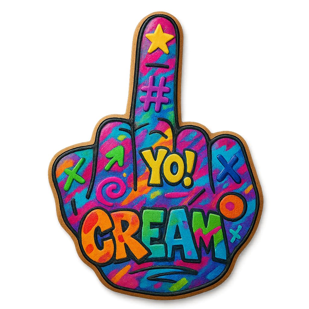 Detailed Middle Finger Gesture Cookie Cutter and Stamp Set - Embossed Design, Bold and Hilarious, 4 Inches Tall (Random Colors)