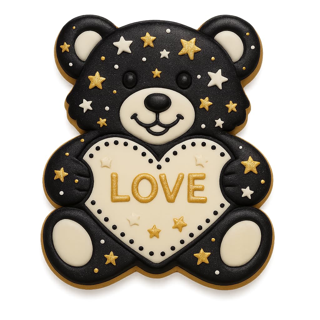 Mighty Gadget Teddy Bear Holding Heart Cookie Cutter & Stamp - 4x3.18", Cute Love-Themed Baking Tool (Random Color)