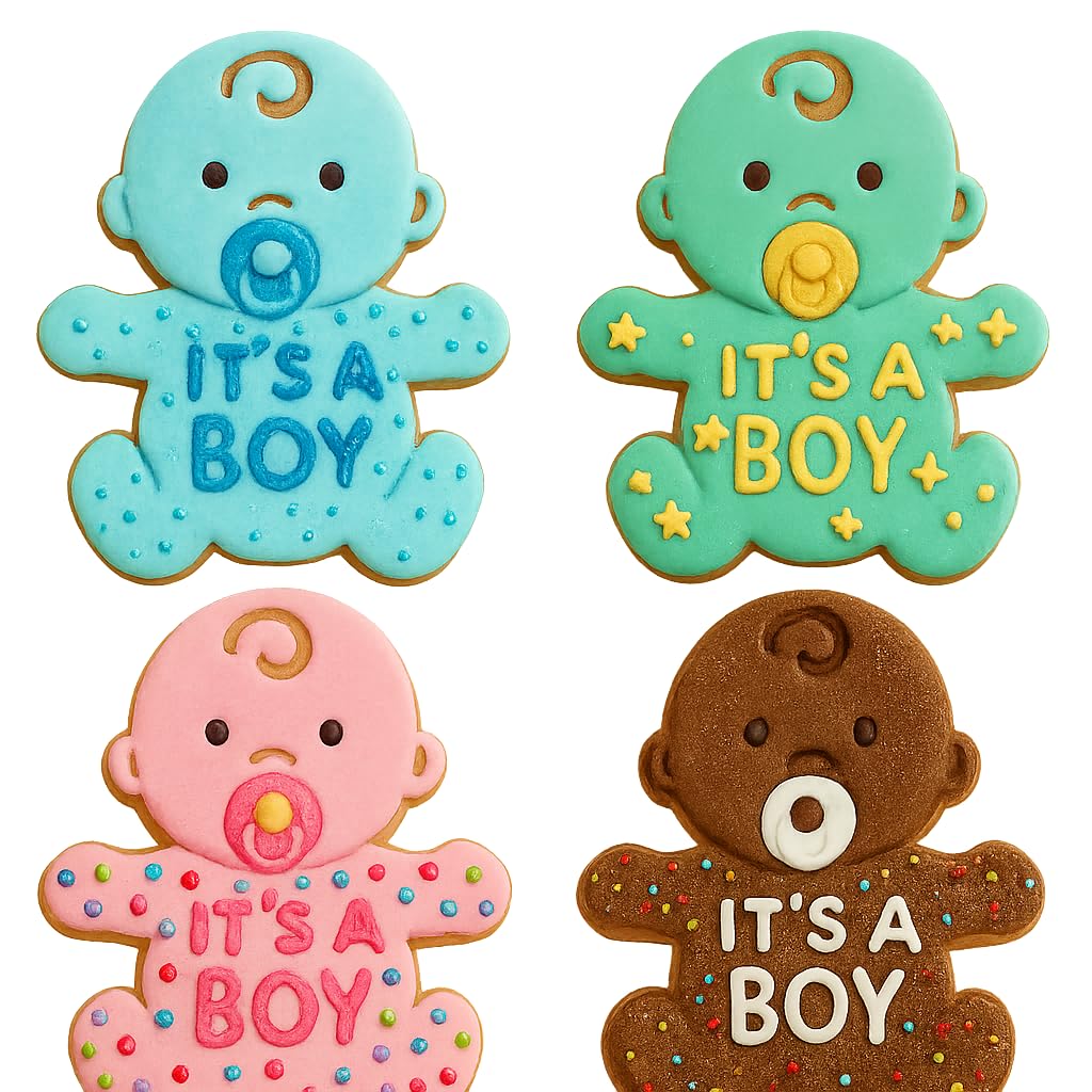 Mighty Gadget Baby Boy with Pacifier Cookie Cutter & Stamp - 4x3.2" Adorable Design for Baby Showers (Random Color)