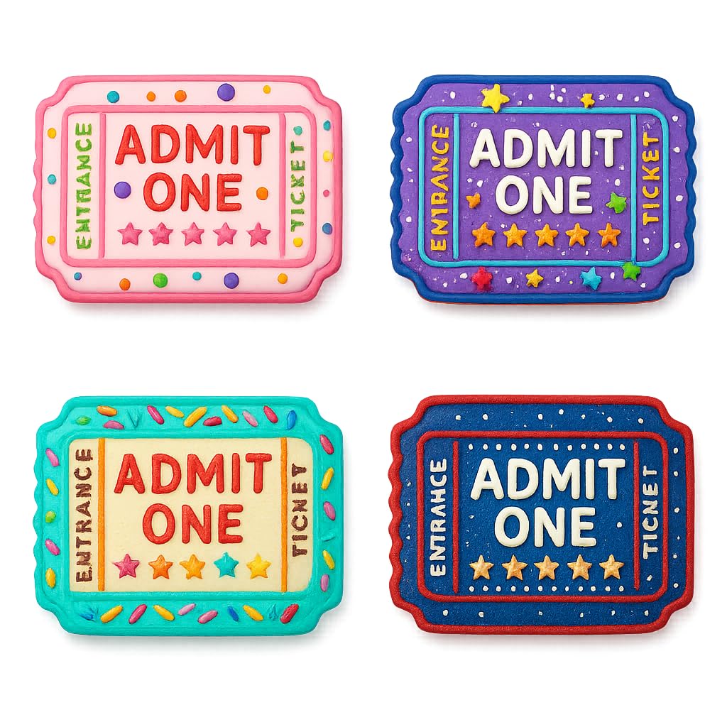 Admit One Ticket Cookie Cutter & Stamp 4x2.4" for Baking Fondant Clay Embosser