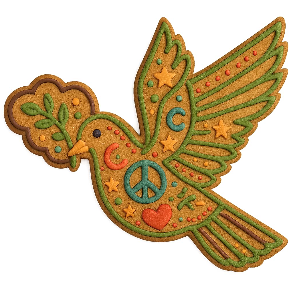 Dove with Olive Branch Cookie Cutter - 4.75x4 Inches, Symbol of Peace and Hope for Baking