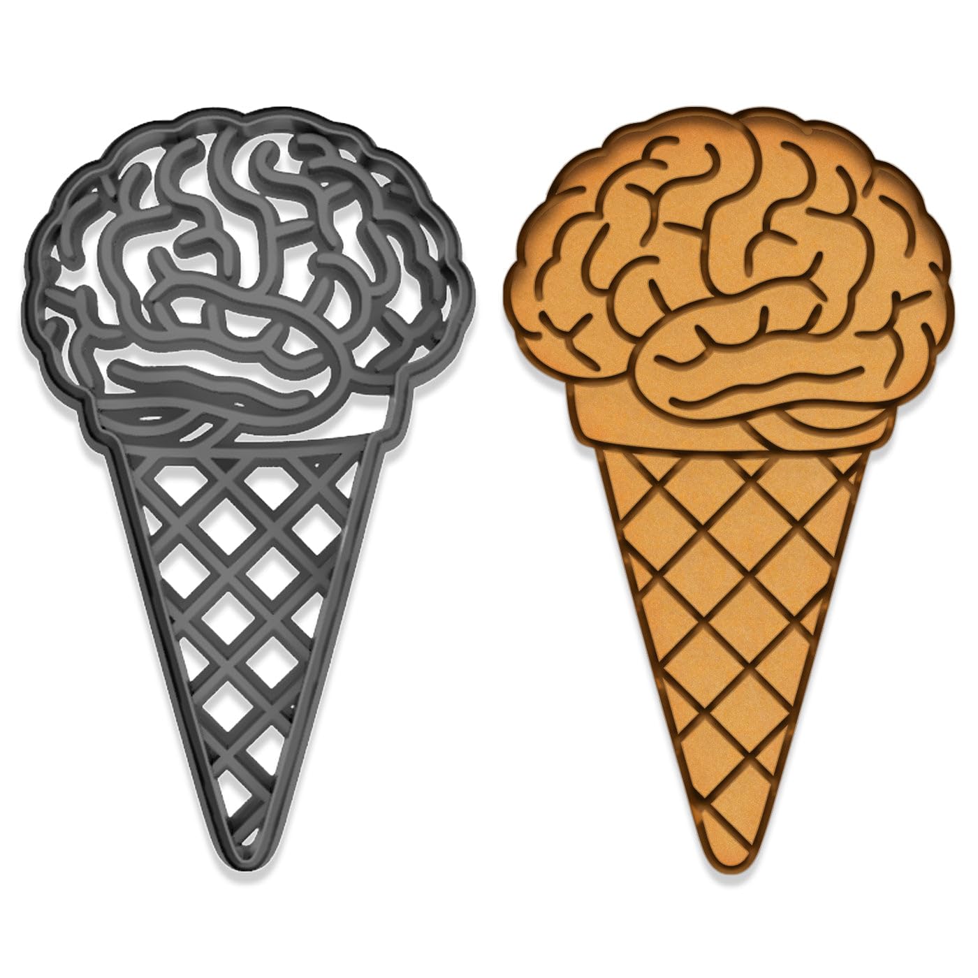 Brain Freeze Ice Cream Cookie Cutter - 4x2.27", Unique Halloween or Science-Themed Treat Mold (Random Color)