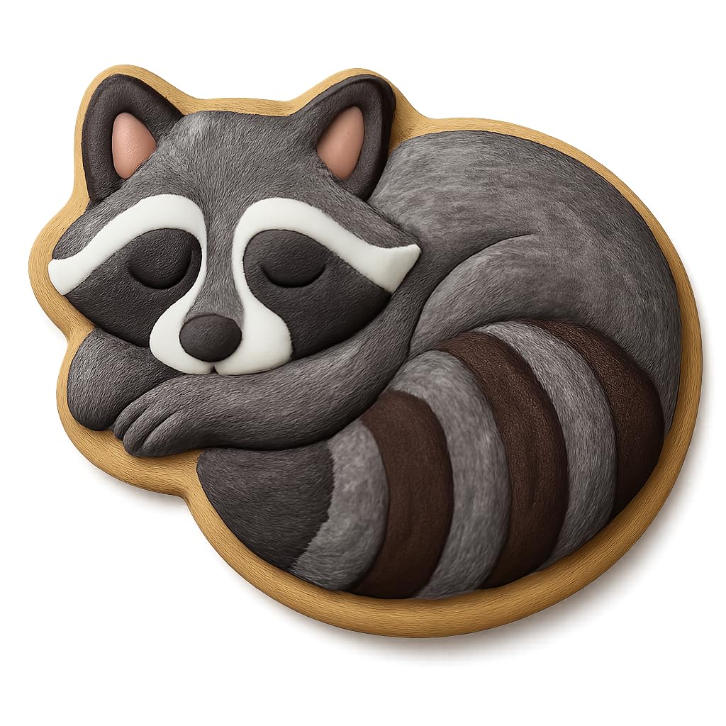 Resting Raccoon Cookie Cutter 345 Style - 4x3.3" Fun Kitchen Baking Tool