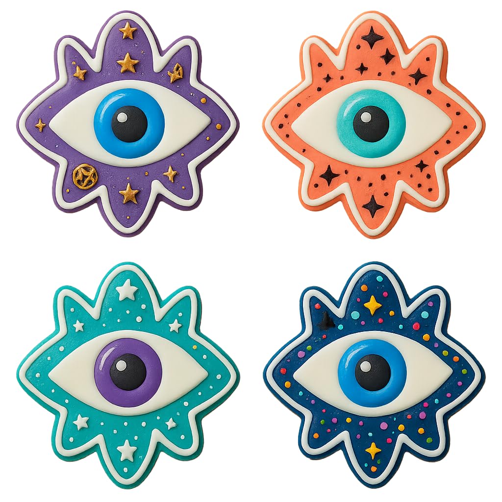 Mighty Gadget Evil Eye Cookie Cutter & Stamp - 4x3.2" Unique Charm for Spiritual Baking (Random Color)