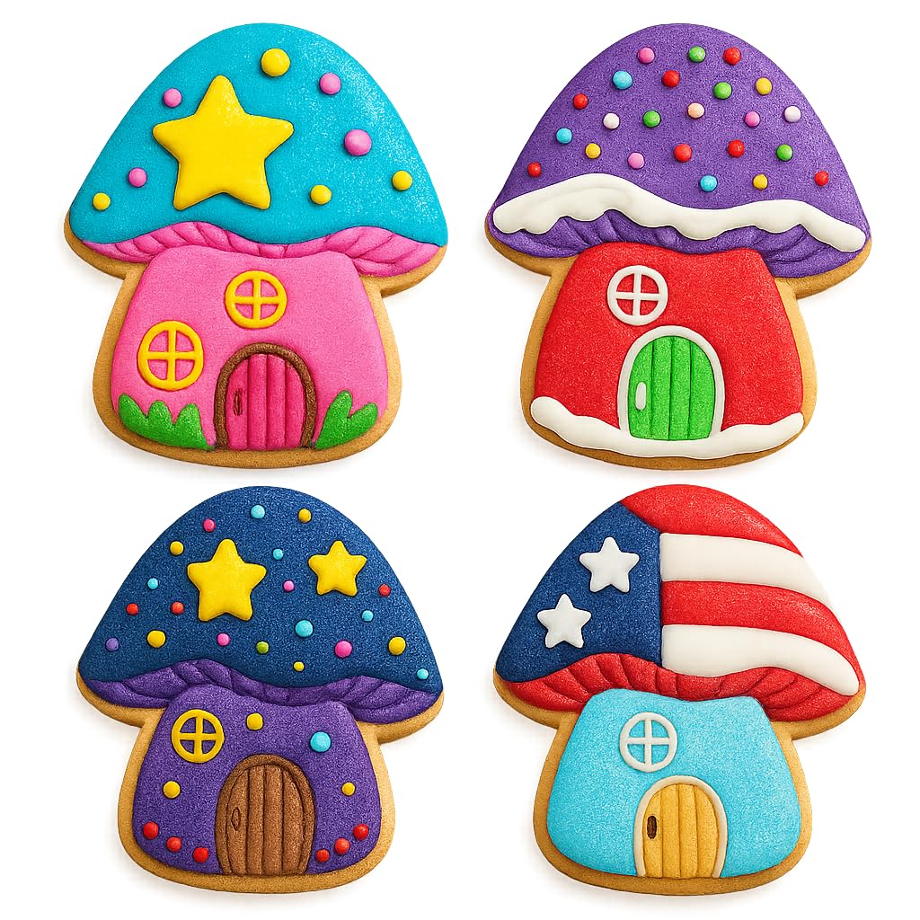 Mighty Gadget Fairy Mushroom House Cookie Cutter & Stamp - 4x3.6" Enchanted Design for Magical Baking (Random Color)