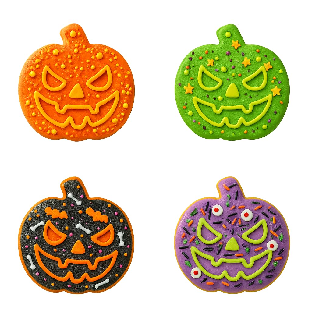 Mighty Gadget Jack-O'-Lantern Cookie Cutter & Stamp - 4x3.6" Spooky Design for Halloween Treats (Random Color)