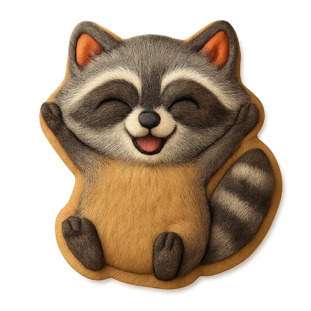 Joyful Raccoon Cookie Cutter - 4x3.5" Fun Kitchen Baking Design
