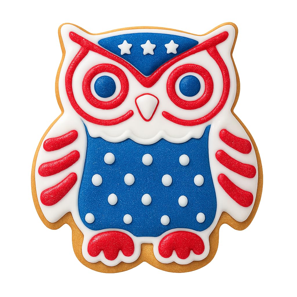 Mighty Gadget Wise Owl Cookie Cutter & Stamp - 4x3.53" Cute Owl Shape for Kids Baking & Animal Cookies (Random Color)