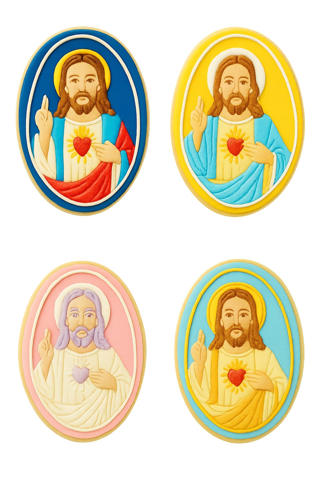 Mighty Gadget Holy Jesus Cookie Cutter & Stamp - 4x3" Blessed Image for Faith-Based Treats (Random Color)