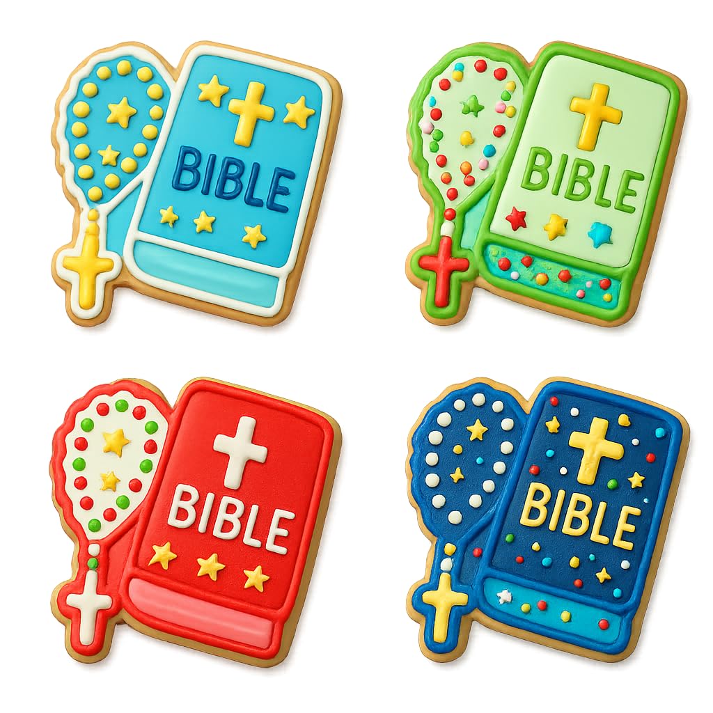 Mighty Gadget Bible & Rosary Cookie Cutter & Stamp - 4x3" Faithful Design for Religious Celebrations (Random Color)