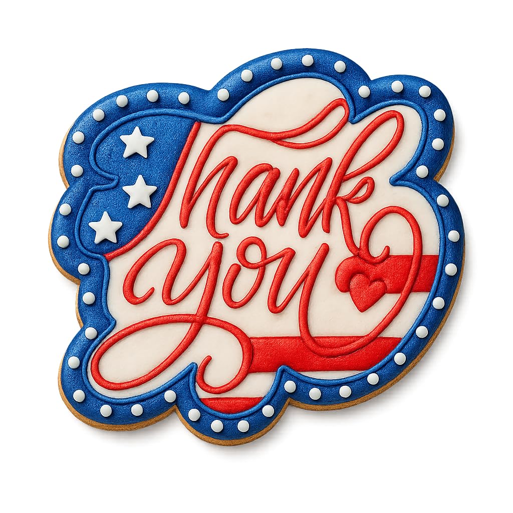 Mighty Gadget Elegant Thank You Cookie Cutter & Stamp - 4x3.76" Script Message Cookie Mold (Random Color)
