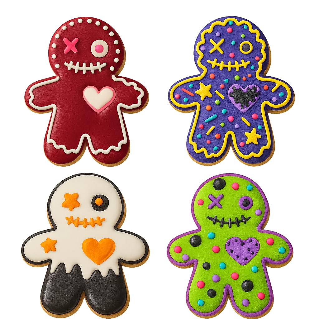Mighty Gadget Voodoo Gingerbread Man Cookie Cutter & Stamp - 4x3.2" Unique Design for Halloween Baking (Random Color)
