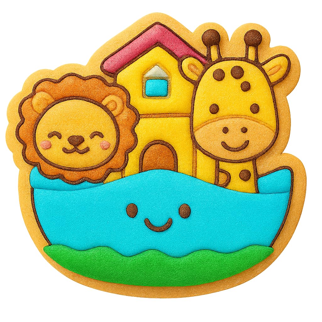 Kawaii Noah's Ark Cookie Cutter - 4x3.8" Fun Animal Birthday Baking