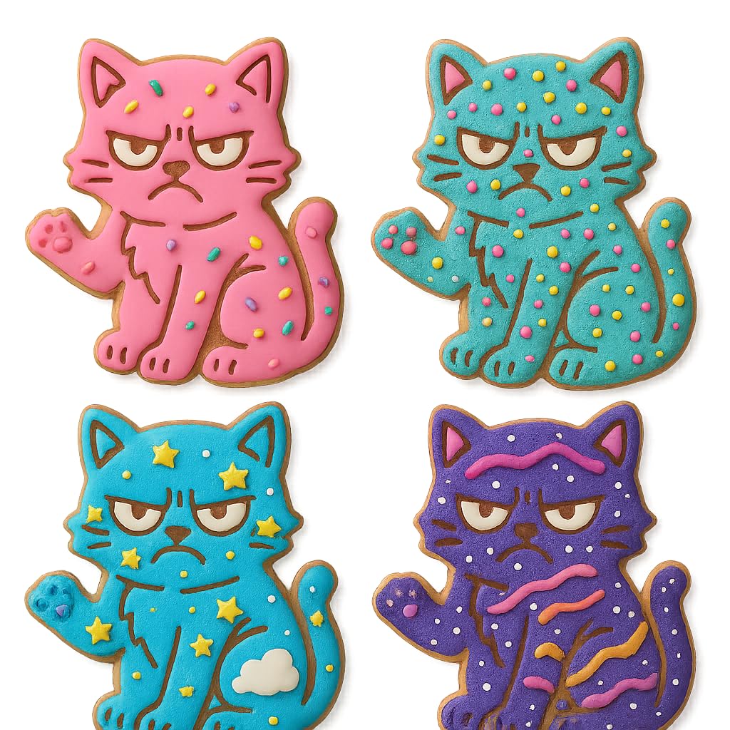 Mighty Gadget Street Cat Cookie Cutter & Stamp - 4x3.69" "Fun Shape" for Kids Baking (Random Color)