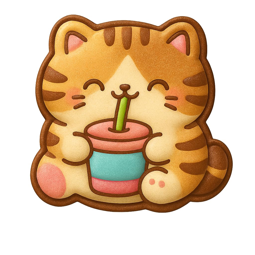 Kawaii Cat Drinking Soda Cookie Cutter - 4x3.8" Fun Baking Design for Kids