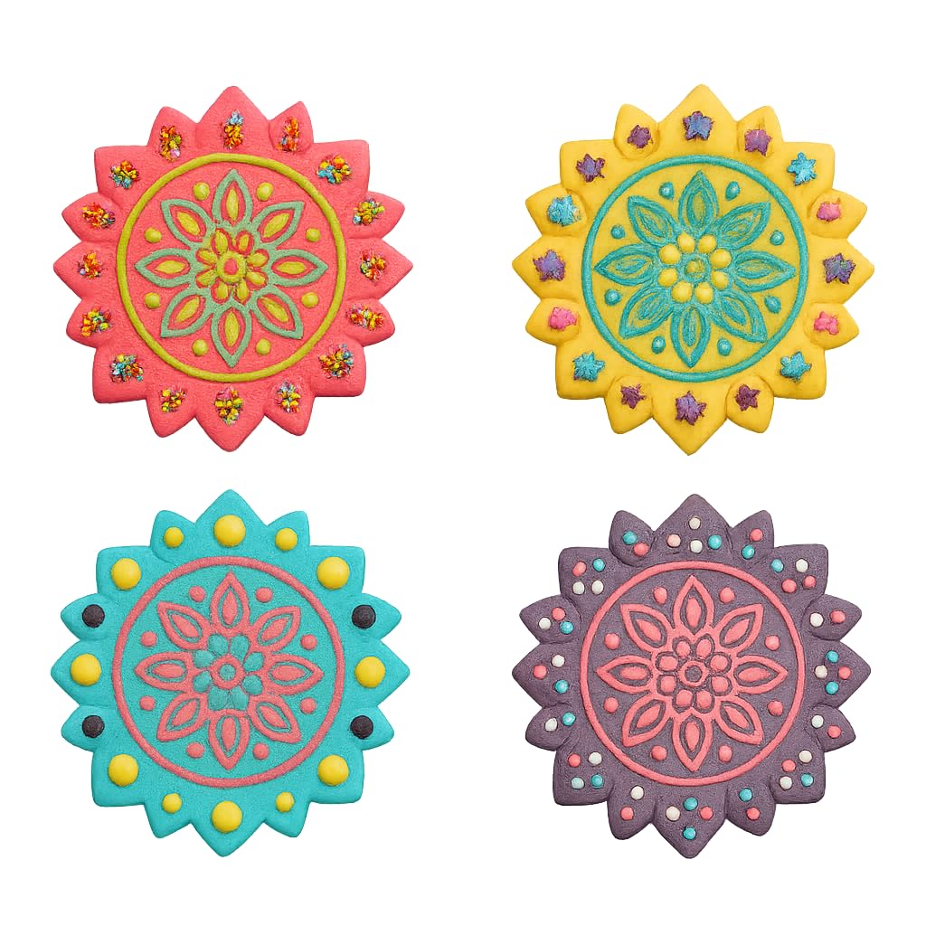 Floral Mandala Cookie Cutter & Stamp 4x4" for Baking Fondant Clay Embosser
