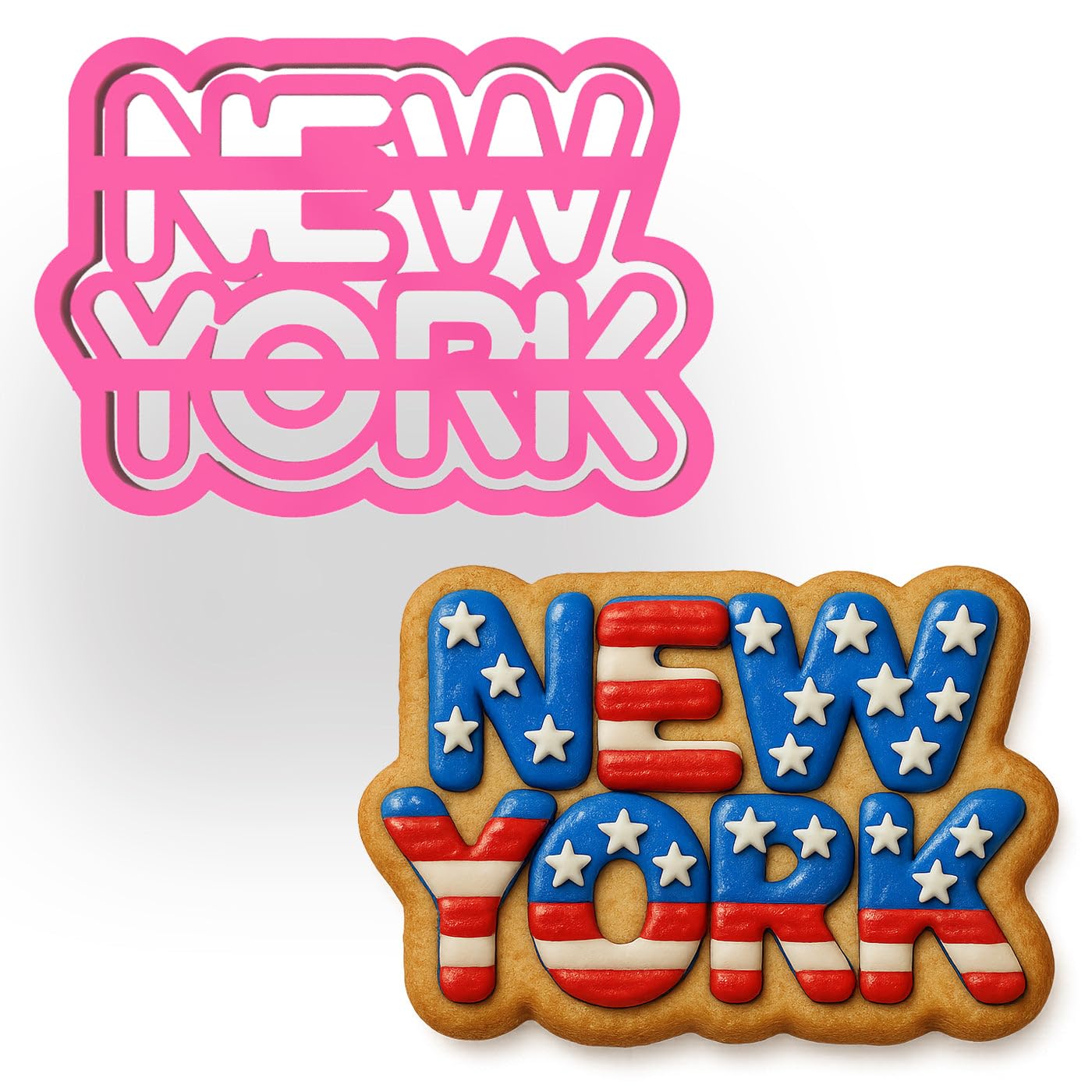 New York Word Cookie Cutter – 4x2.76" City Name Design for NYC-Themed Baking & Gifts (Random Color)