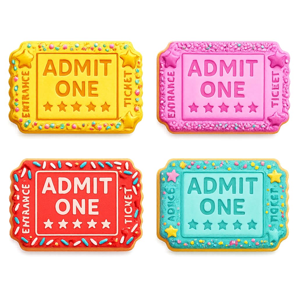Admit One Ticket Cookie Cutter & Stamp 4x2.4" for Baking Fondant Clay Embosser