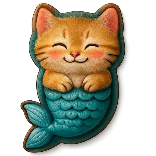 Mermaid Kitten Cookie Cutter - 4x2.5" Fun Creative Baking Design