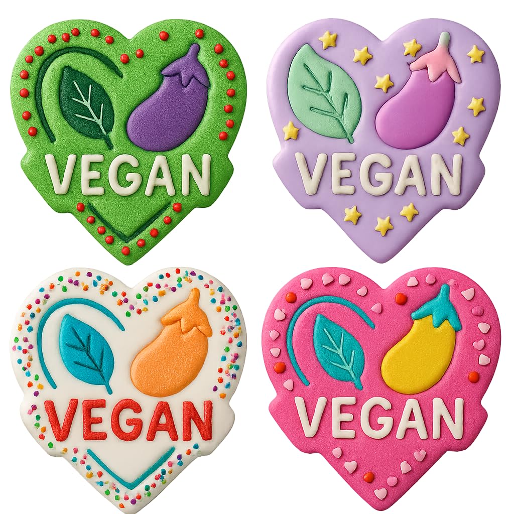 Mighty Gadget Leaf and Eggplant Heart Cookie Cutter & Stamp - 4x3.76" Unique Shape for Vegan Events (Random Color)