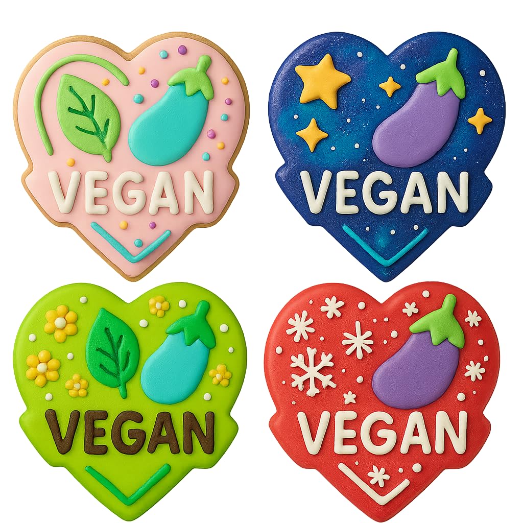 Mighty Gadget Leaf and Eggplant Heart Cookie Cutter & Stamp - 4x3.76" Unique Shape for Vegan Events (Random Color)