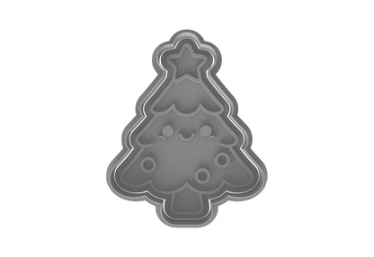 Kawaii Christmas Tree Cookie Cutter - 4x3.17" Fun Holiday Baking Design